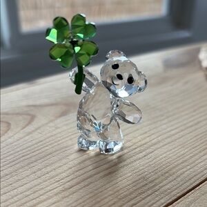 Swarovski Crystal Bear with Green Shamrock